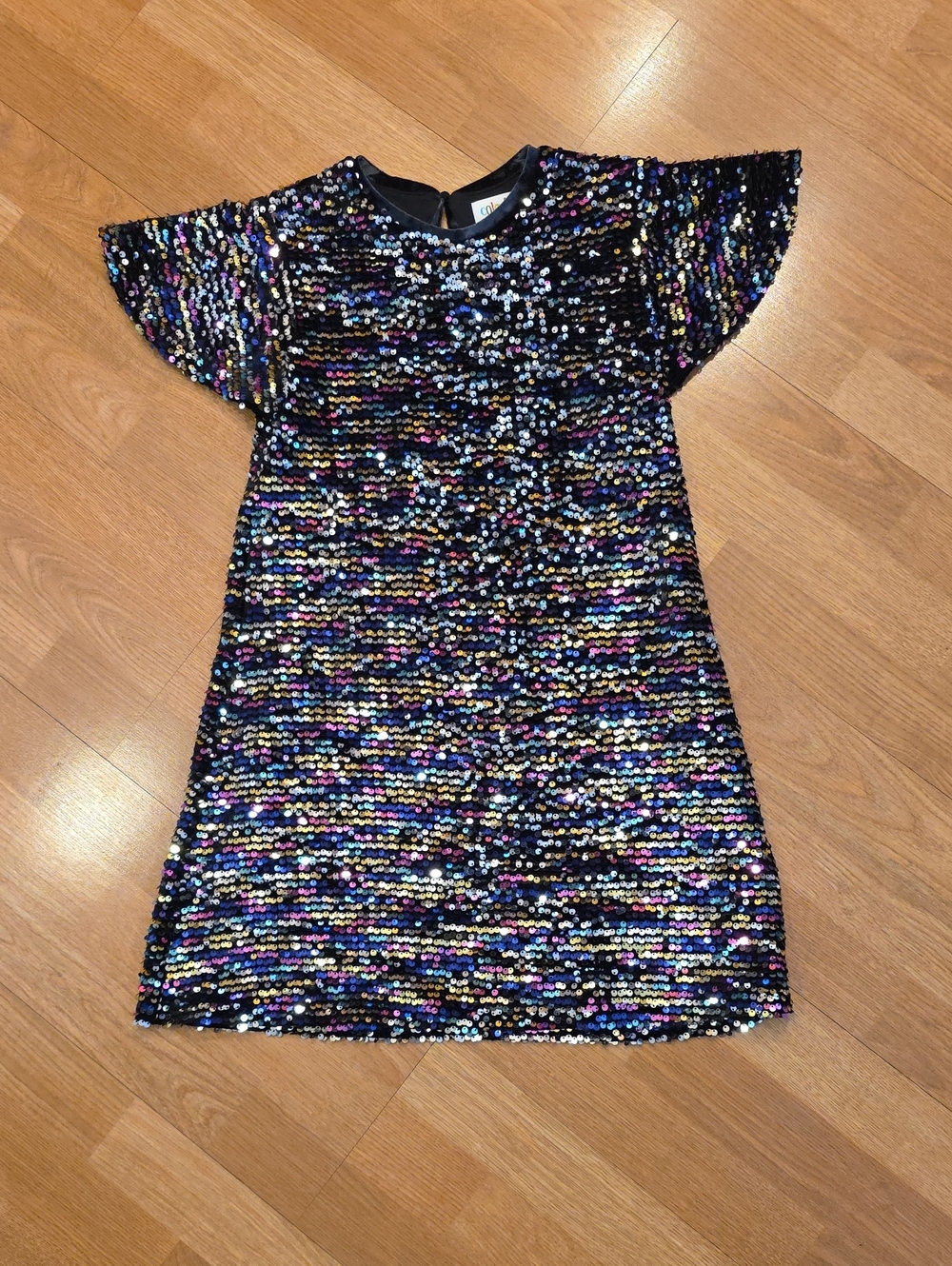 Black Multicolor Sequin Shift Dress